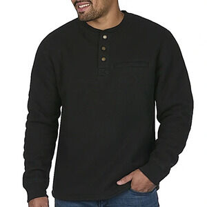 Coleman Long Sleeve Sherpa Lined Waffle Henley Shirt Black